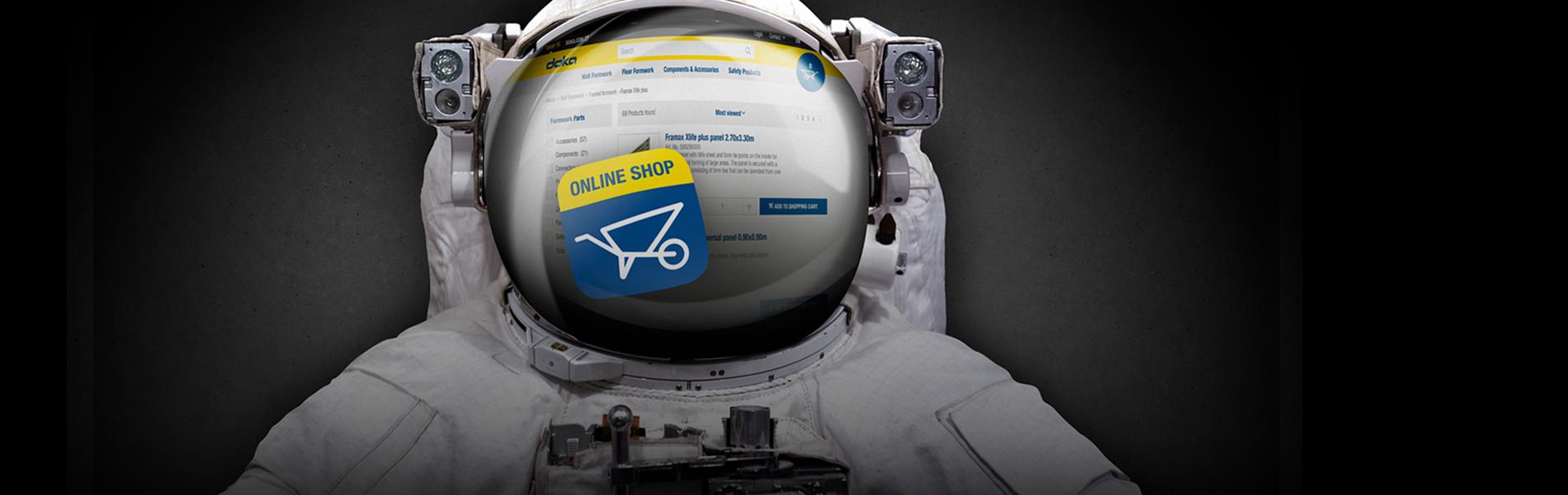 Astronaut using online shop